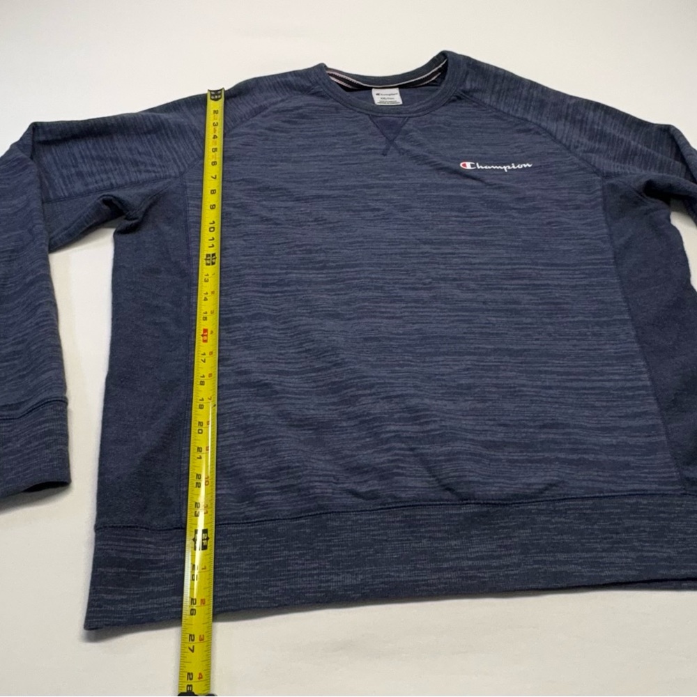 Champion Men’s Blue Heather Crewneck Sweater- Raglan Sleeve Size XXL - Picture 3 of 7